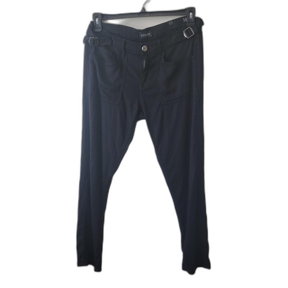 Strom Men's Black Trousers Adjustable Waist Buckle Size M